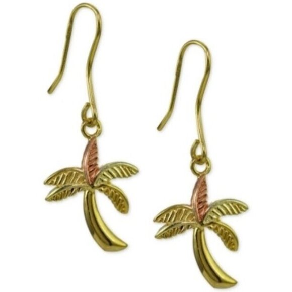 Giani Bernini Palm Tree Drop Earrings 1¼” Sterling Silver 18k Gold Plate - Picture 1 of 1